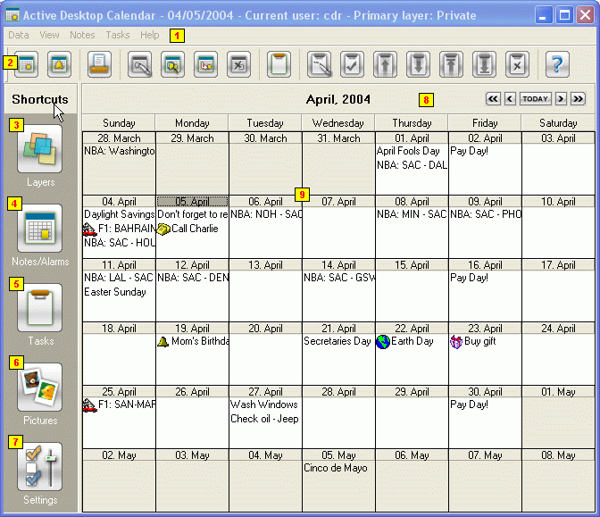 Active Desktop Calendar - Workspace